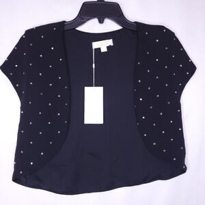 Erin Featherston Shrug Jacket 4 Black Cropped Bolero Crystals NWT
